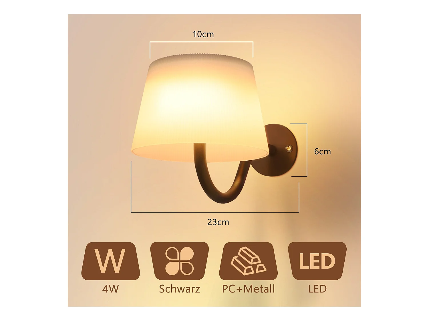 NETTLIFE Applique murale d'intérieur à piles avec interrupteur : appliques murales led à intensité variable, noires, sans fil, modernes