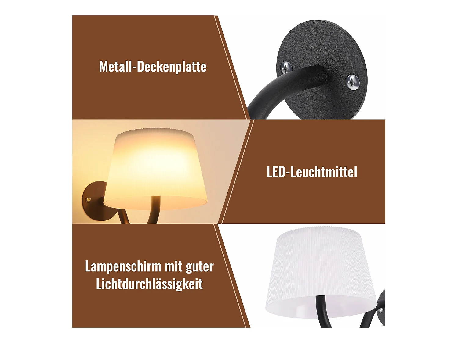 NETTLIFE Applique murale d'intérieur à piles avec interrupteur : appliques murales led à intensité variable, noires, sans fil, modernes