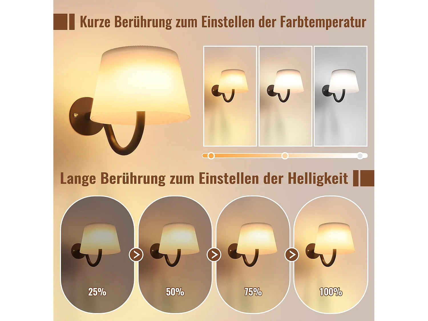 NETTLIFE Aplique de pared para interiores a batería con interruptor: Apliques de pared LED regulables, negros, inalámbricos, modernos