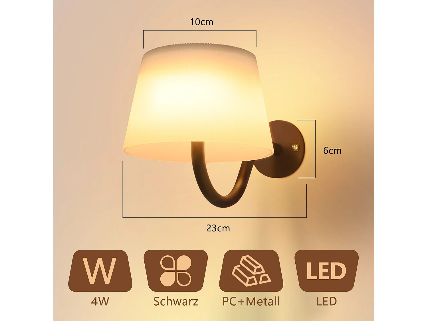 NETTLIFE Aplique de pared para interiores a batería con interruptor: Apliques de pared LED regulables, negros, inalámbricos, modernos