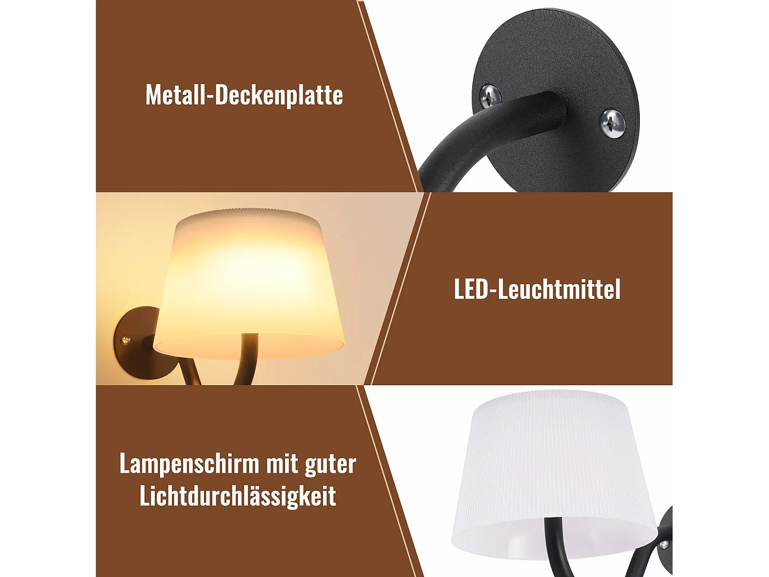 NETTLIFE Aplique de pared para interiores a batería con interruptor: Apliques de pared LED regulables, negros, inalámbricos, modernos