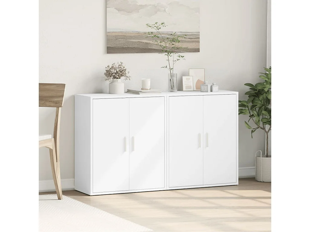 Buffets | Bahuts | Meuble de rangement 2 pcs blanc 60x31x70 cm bois d'ingénierie