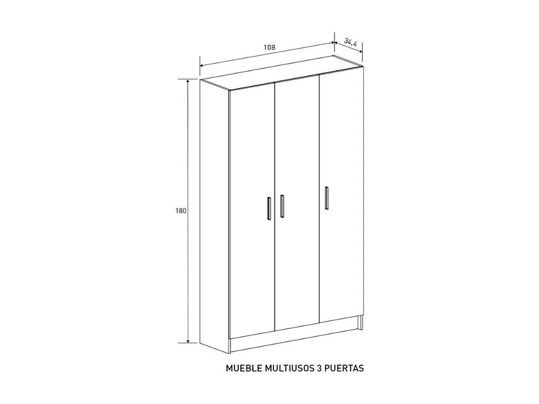 Armario auxiliar New Aura 3 puertas beige 180x108x34,4 cm