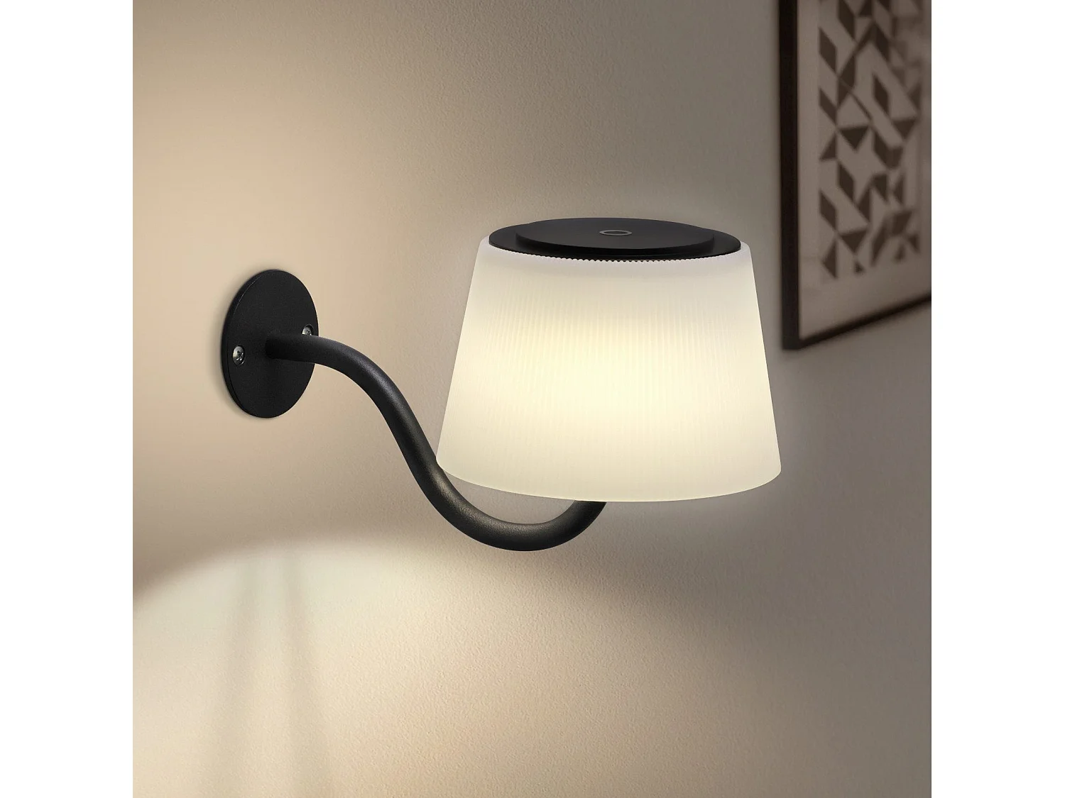 NETTLIFE Applique murale d'intérieur à piles : 2 appliques murales led à intensité variable avec interrupteur, spots muraux sans fil noirs modernes