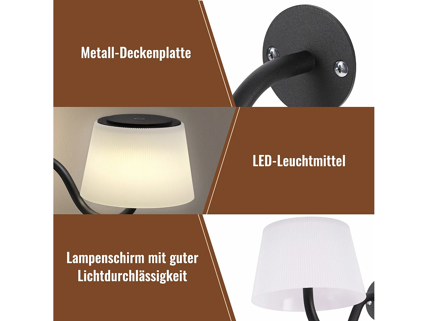 NETTLIFE Applique murale d'intérieur à piles : 2 appliques murales led à intensité variable avec interrupteur, spots muraux sans fil noirs modernes