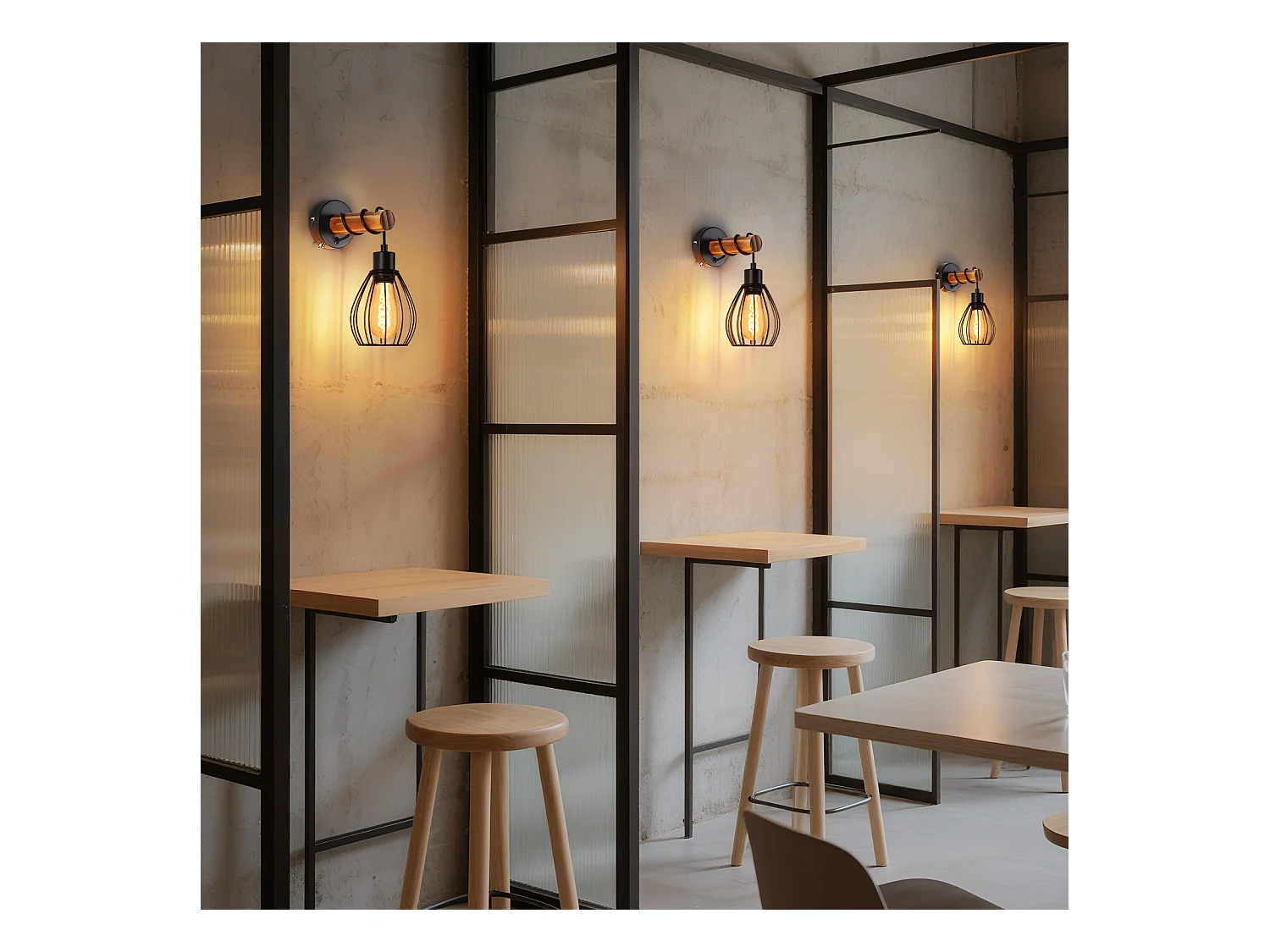 NETTLIFE Applique murale avec interrupteur applique vintage : applique murale en bois noir E27 industriel