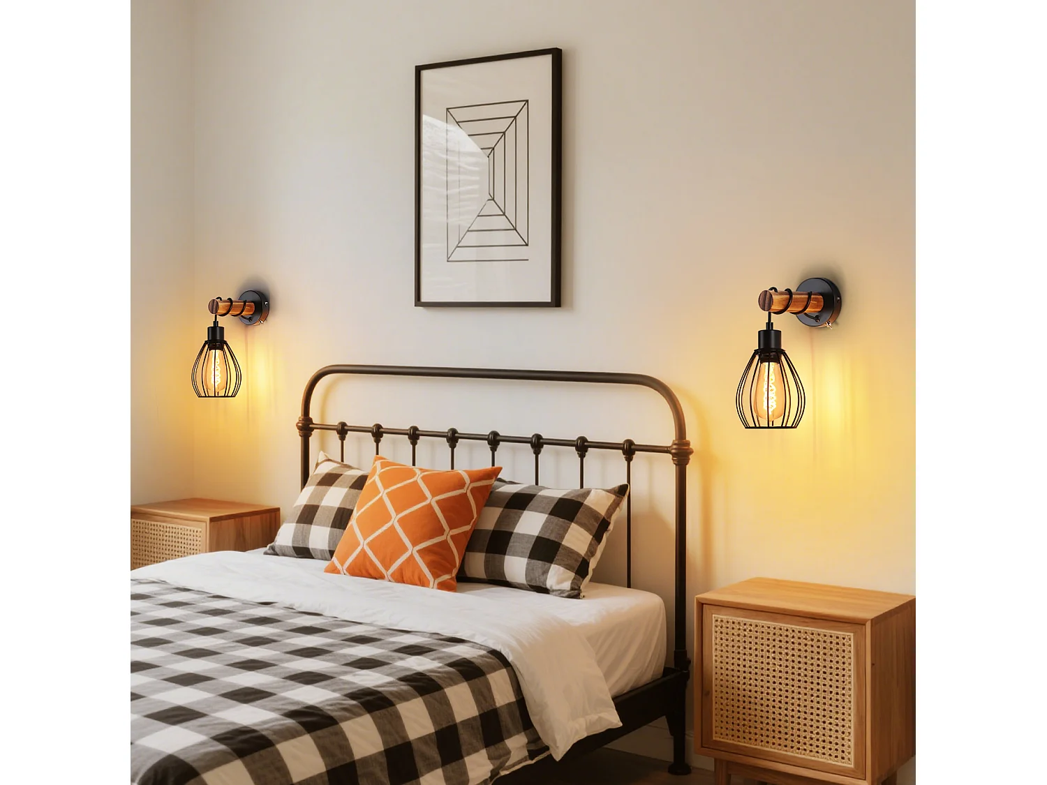 NETTLIFE Applique murale avec interrupteur applique vintage : applique murale en bois noir E27 industriel