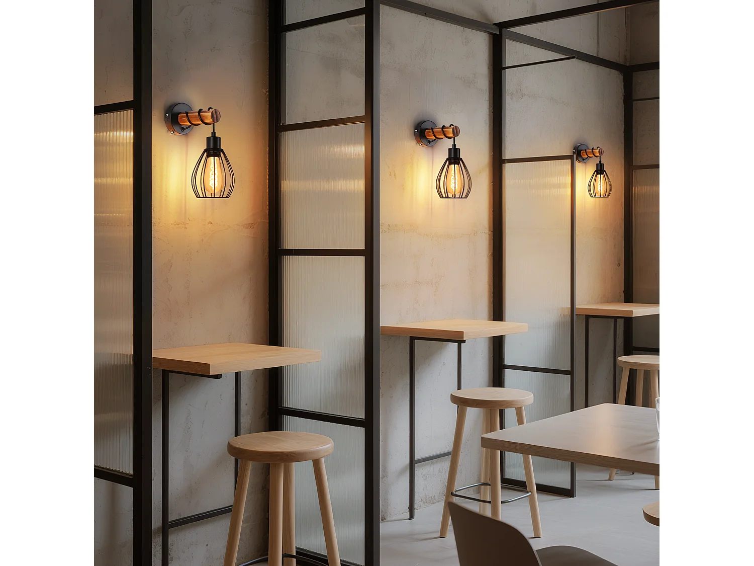 NETTLIFE Applique murale avec interrupteur applique vintage : applique murale en bois noir E27 industriel