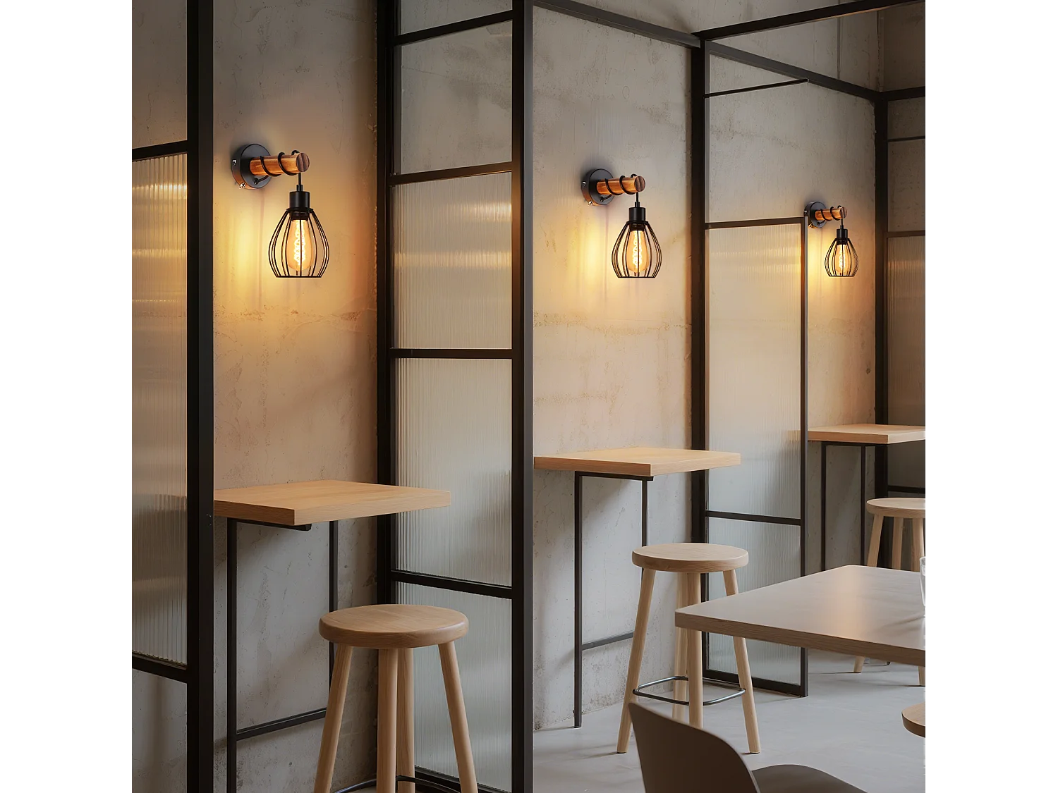 NETTLIFE Kinkiet z włącznikiem, vintage, kinkiet: czarny, drewniany, kinkiet E27, industrialny