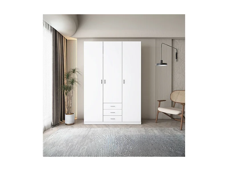 Armario Roma 3 puertas + 3 cajones blanco mate 215,5x148,9x52,6 cm