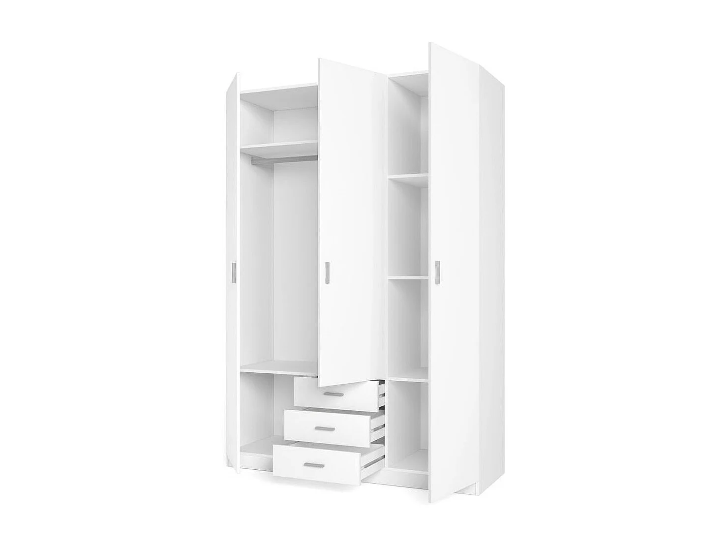 Armario Roma 3 puertas + 3 cajones blanco mate 215,5x148,9x52,6 cm