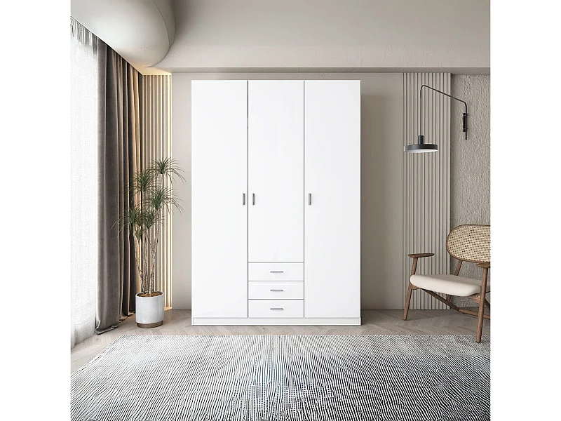 Armario Roma 3 puertas + 3 cajones blanco mate 215,5x148,9x52,6 cm