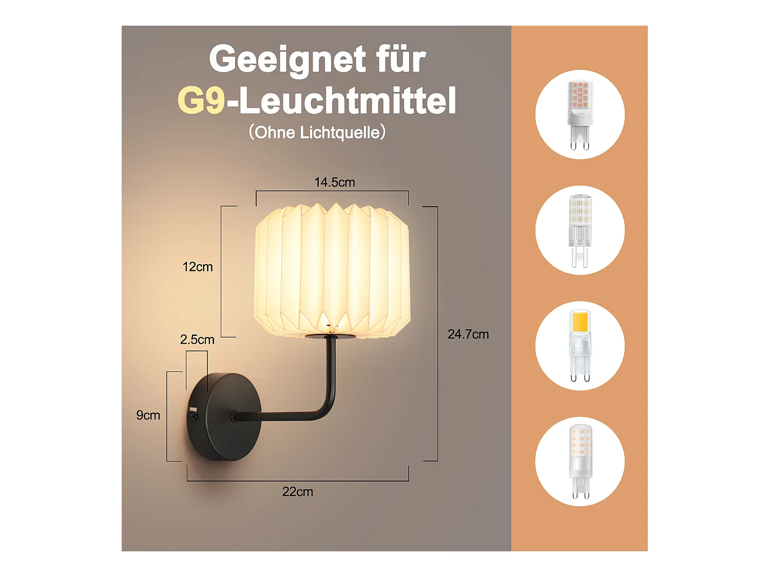 NETTLIFE Applique murale d'intérieur pour chambre à coucher - éclairage mural de couloir vintage G9 lampe de couloir blanche