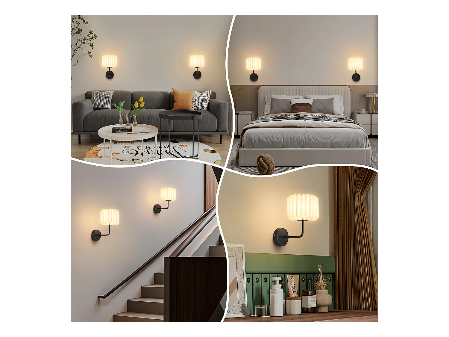 NETTLIFE Applique murale d'intérieur pour chambre à coucher - éclairage mural de couloir vintage G9 lampe de couloir blanche