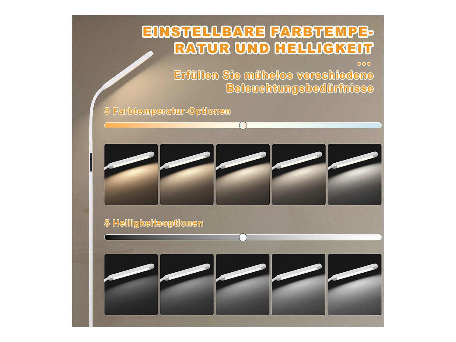 NETTLIFE Lampadaire LED Salon Dimmable Blanc Lampadaire 11w 360° Flexible Canapé