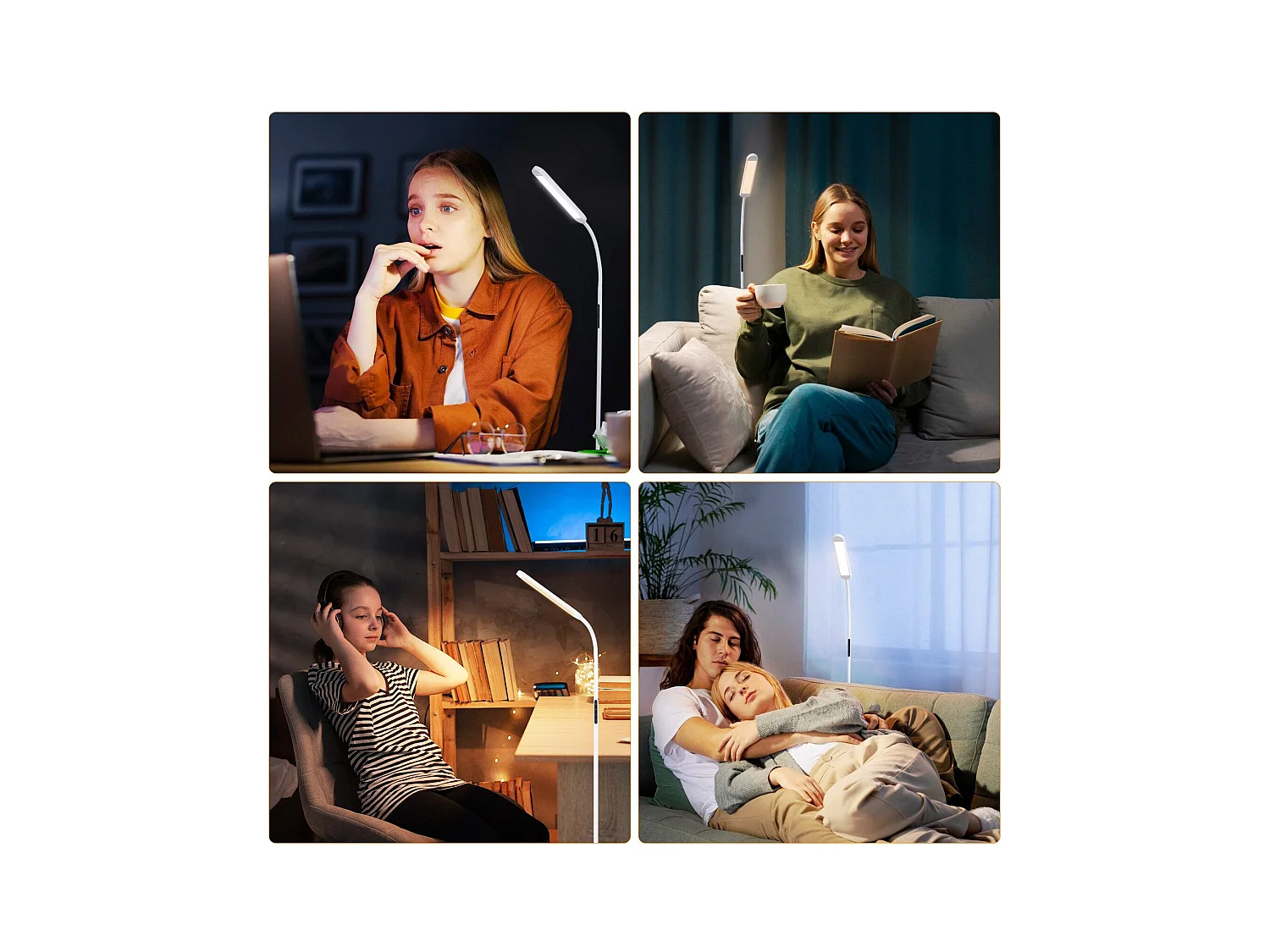 NETTLIFE Lampadaire LED Salon Dimmable Blanc Lampadaire 11w 360° Flexible Canapé