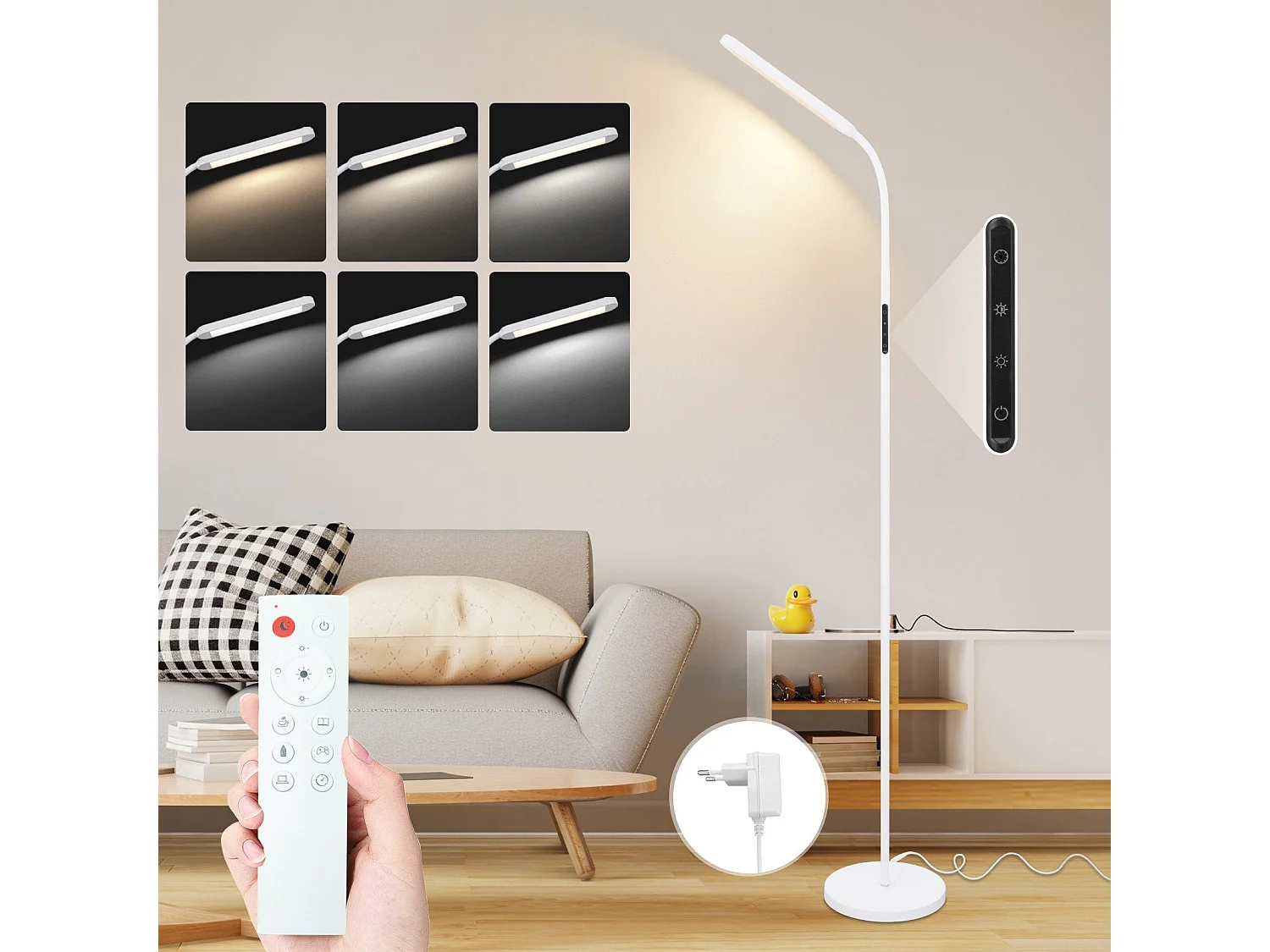 NETTLIFE Lampadaire LED Salon Dimmable Blanc Lampadaire 11w 360° Flexible Canapé