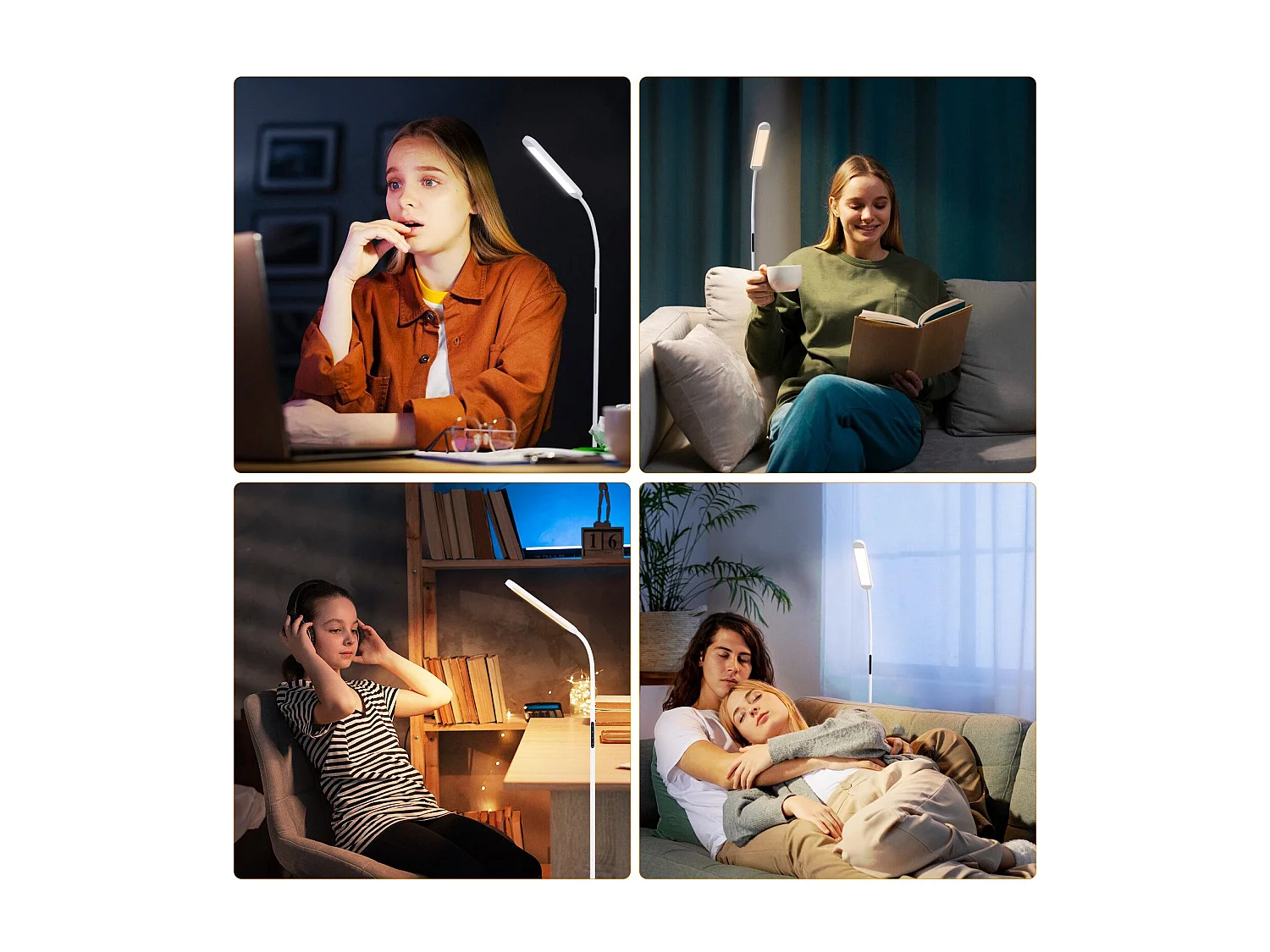 NETTLIFE Lampadaire LED Salon Dimmable Blanc Lampadaire 11w 360° Flexible Canapé