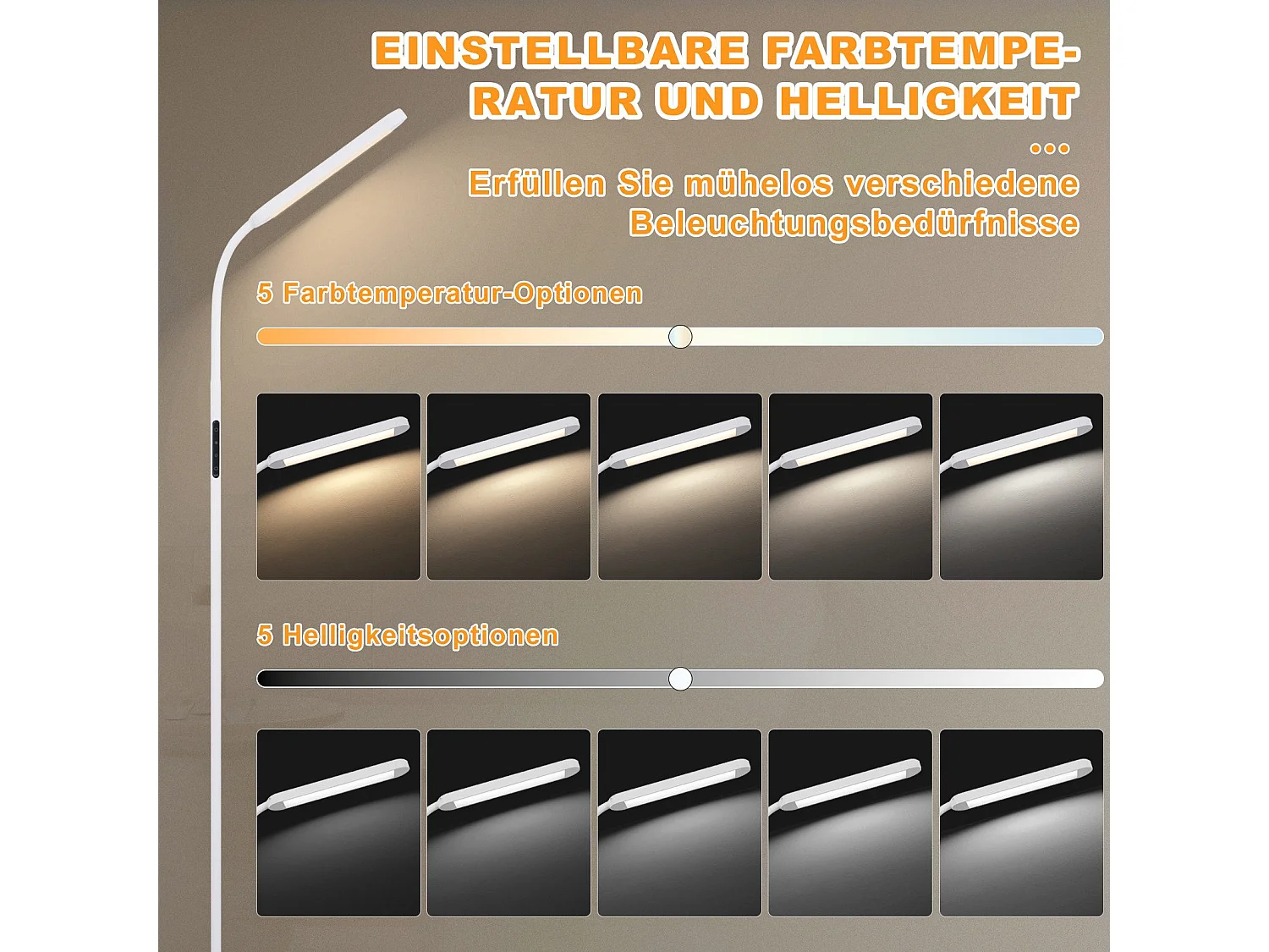 NETTLIFE Lampadaire LED Salon Dimmable Blanc Lampadaire 11w 360° Flexible Canapé