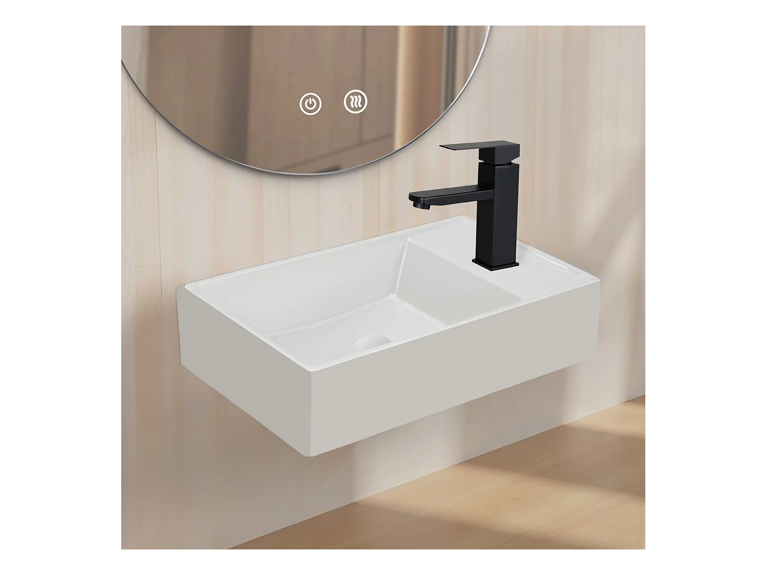 NETTLIFE vasque à poser, Lavabo de salle de bain céramique Blanc - Vasque carrée 40 x 22cm