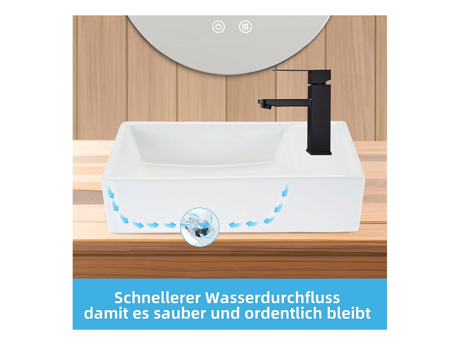 NETTLIFE vasque à poser, Lavabo de salle de bain céramique Blanc - Vasque carrée 40 x 22cm