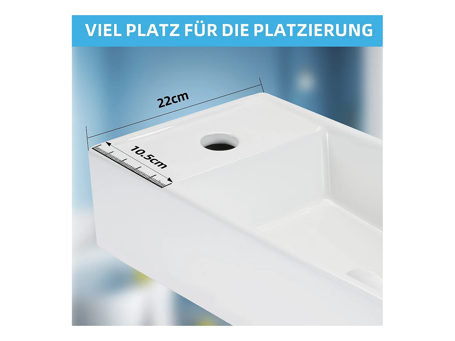 NETTLIFE vasque à poser, Lavabo de salle de bain céramique Blanc - Vasque carrée 40 x 22cm