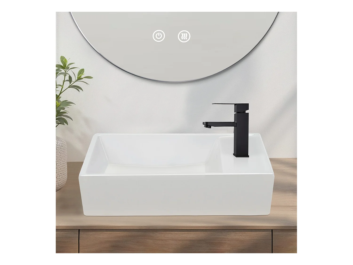 NETTLIFE vasque à poser, Lavabo de salle de bain céramique Blanc - Vasque carrée 40 x 22cm