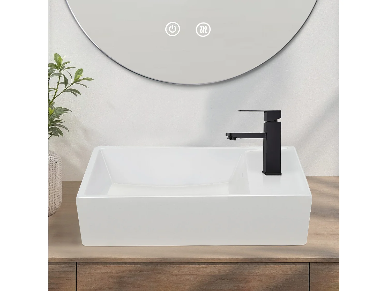 NETTLIFE vasque à poser, Lavabo de salle de bain céramique Blanc - Vasque carrée 40 x 22cm