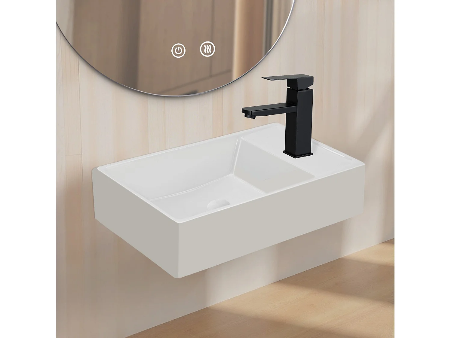 NETTLIFE vasque à poser, Lavabo de salle de bain céramique Blanc - Vasque carrée 40 x 22cm