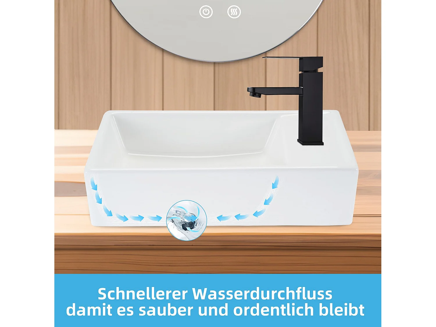 NETTLIFE vasque à poser, Lavabo de salle de bain céramique Blanc - Vasque carrée 40 x 22cm