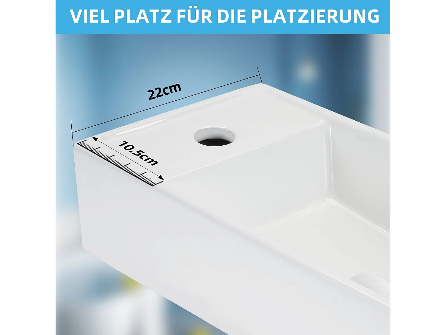 NETTLIFE vasque à poser, Lavabo de salle de bain céramique Blanc - Vasque carrée 40 x 22cm