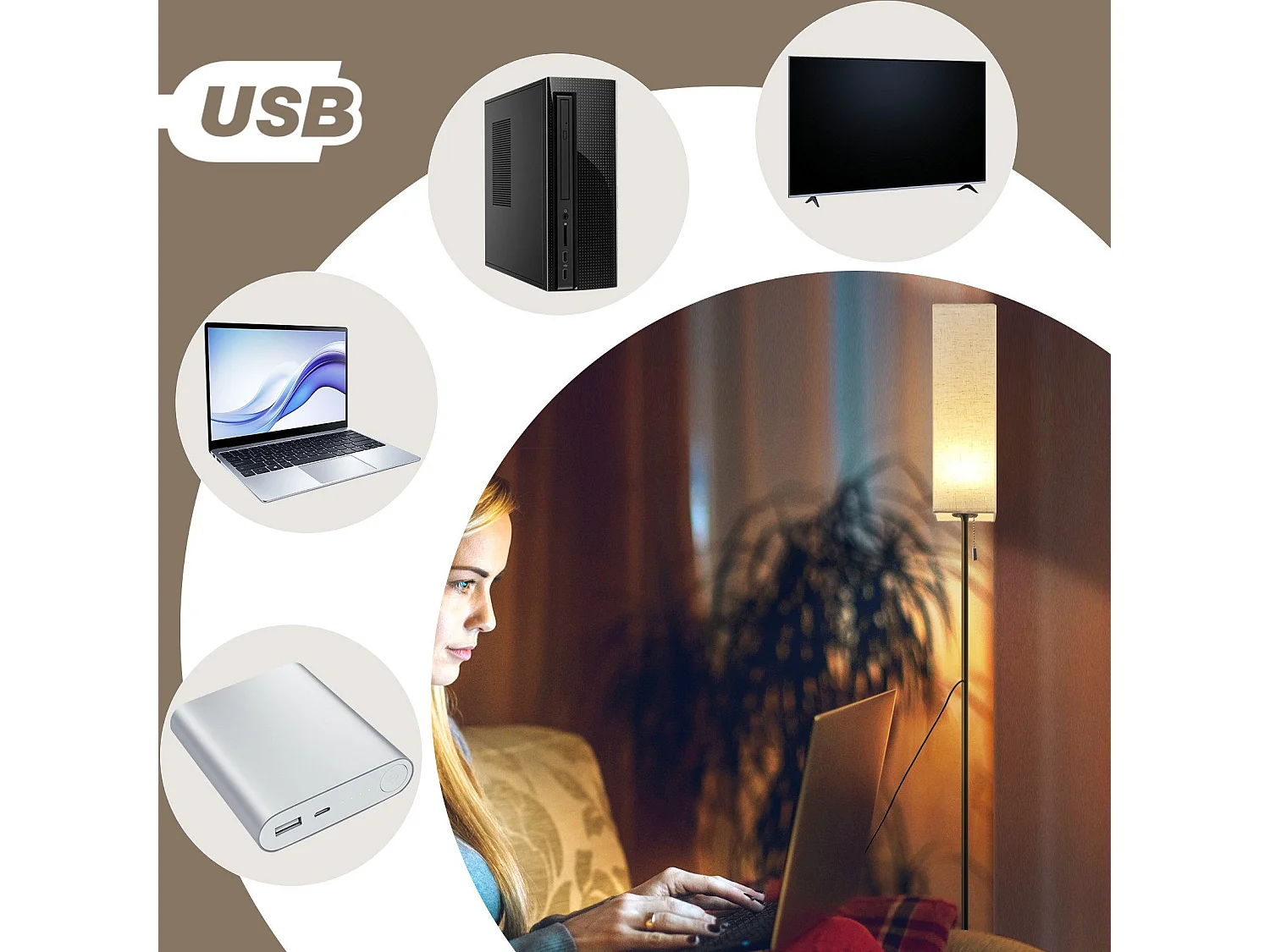 NETTLIFE Dimbare LED-vloerlamp met retro stoffen kap voor woonkamer met trekschakelaar