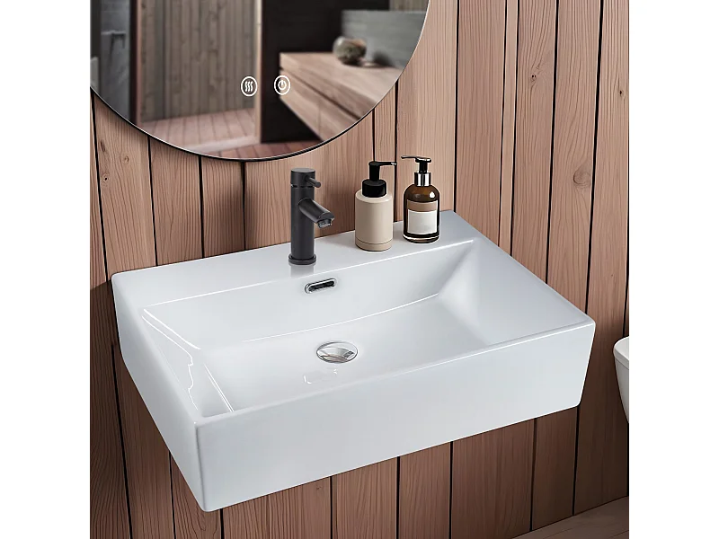 Umywalka łazienkowa ceramiczna NETTLIFE – kwadratowa