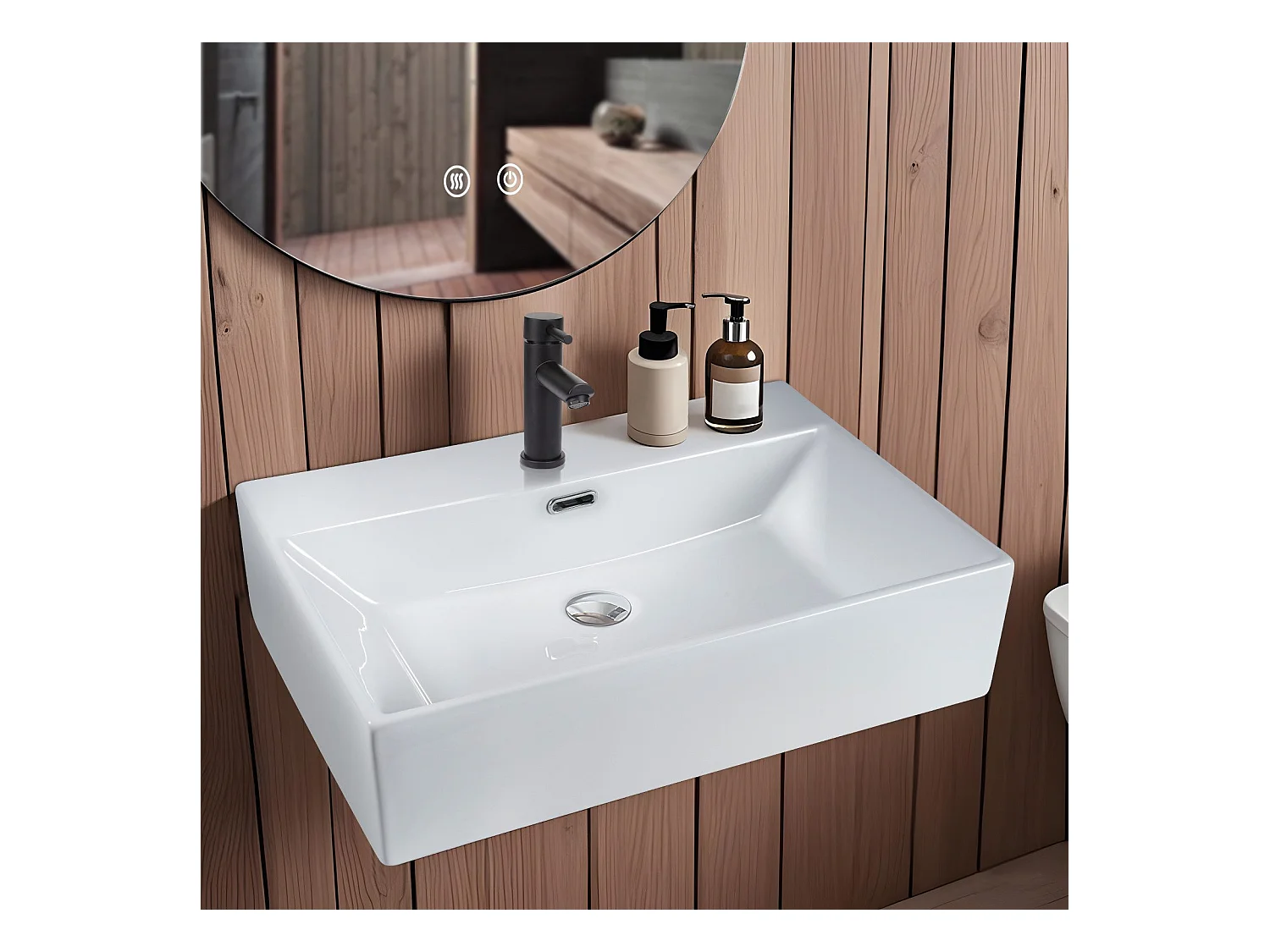 Umywalka łazienkowa ceramiczna NETTLIFE – kwadratowa