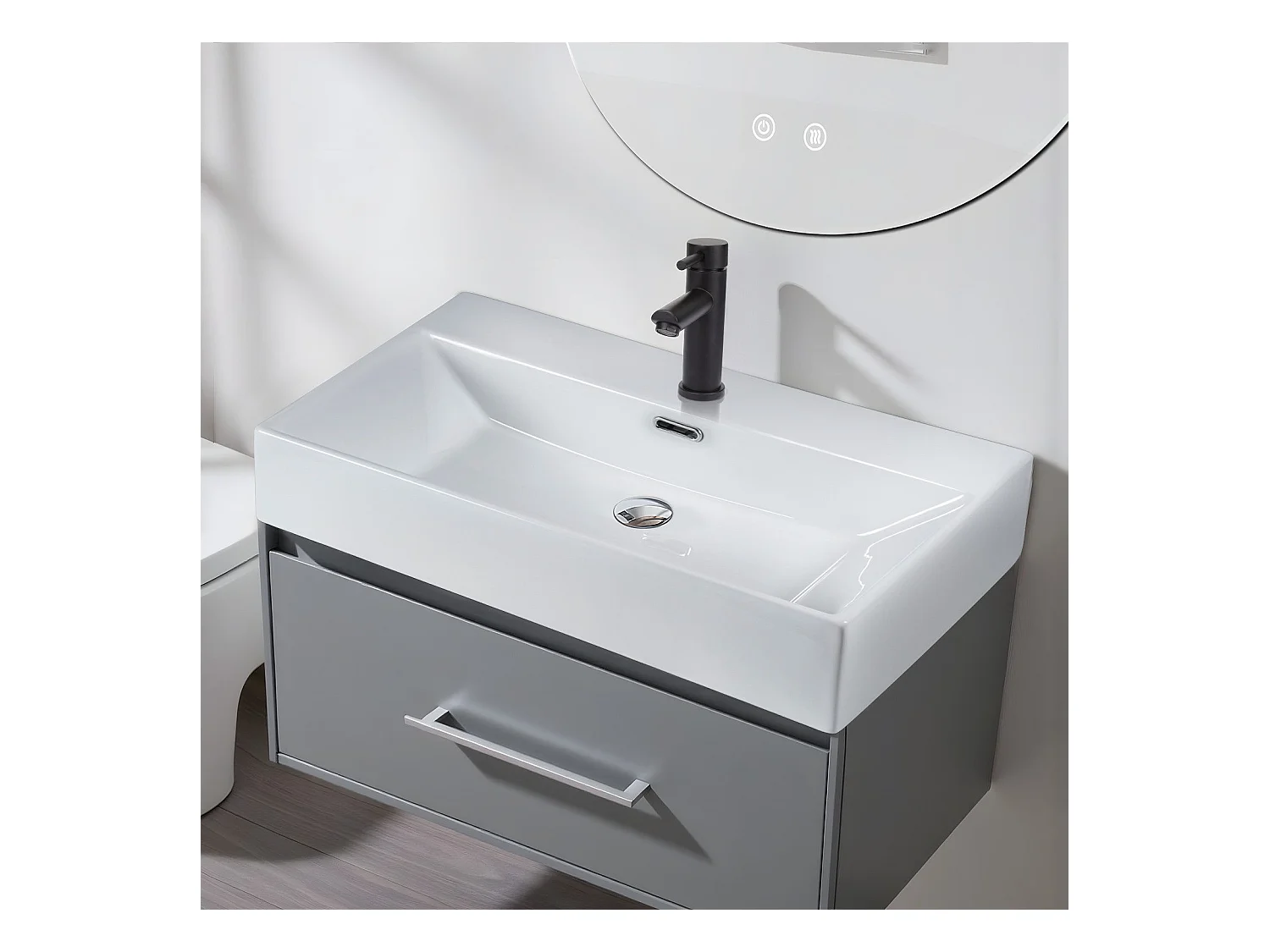 Umywalka łazienkowa ceramiczna NETTLIFE – kwadratowa