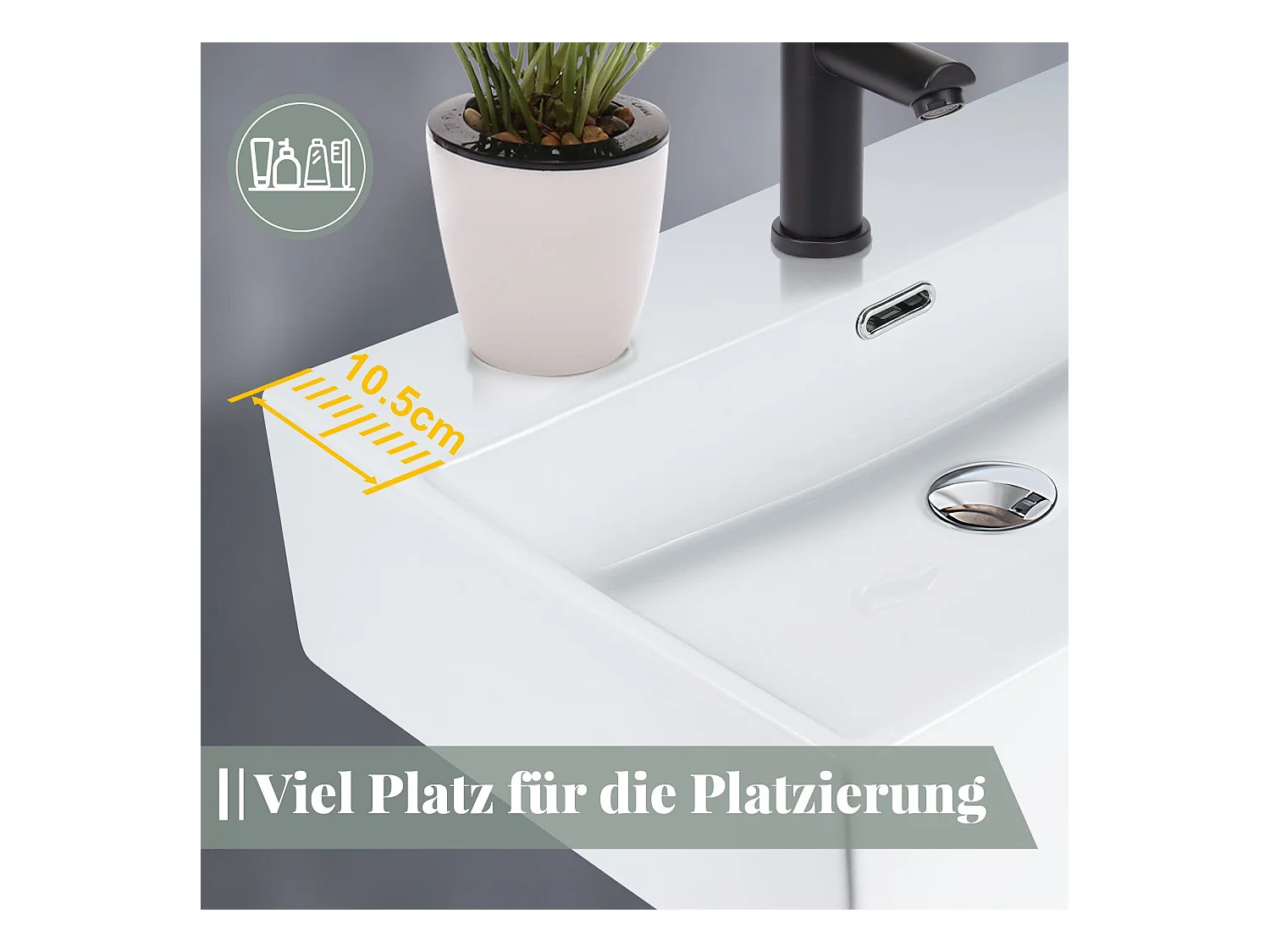 Umywalka łazienkowa ceramiczna NETTLIFE – kwadratowa