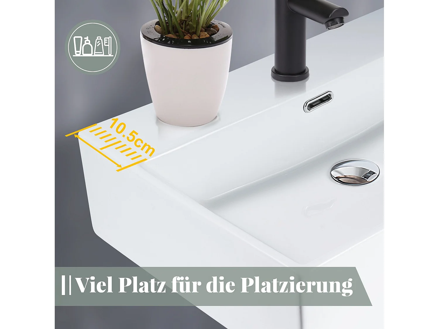 NETTLIFE Vasque à Poser Carrée, 51 x 42 cm, Lavabo de Salle de Bain en Céramique Blanche.