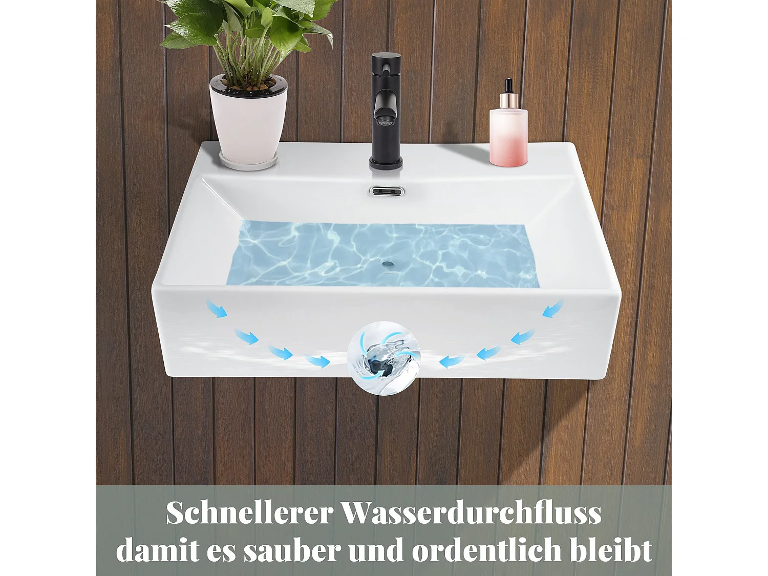 NETTLIFE Vasque à Poser Carrée, 51 x 42 cm, Lavabo de Salle de Bain en Céramique Blanche.