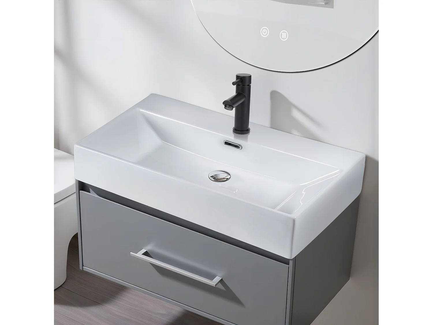 NETTLIFE Vasque à Poser Carrée, 51 x 42 cm, Lavabo de Salle de Bain en Céramique Blanche.