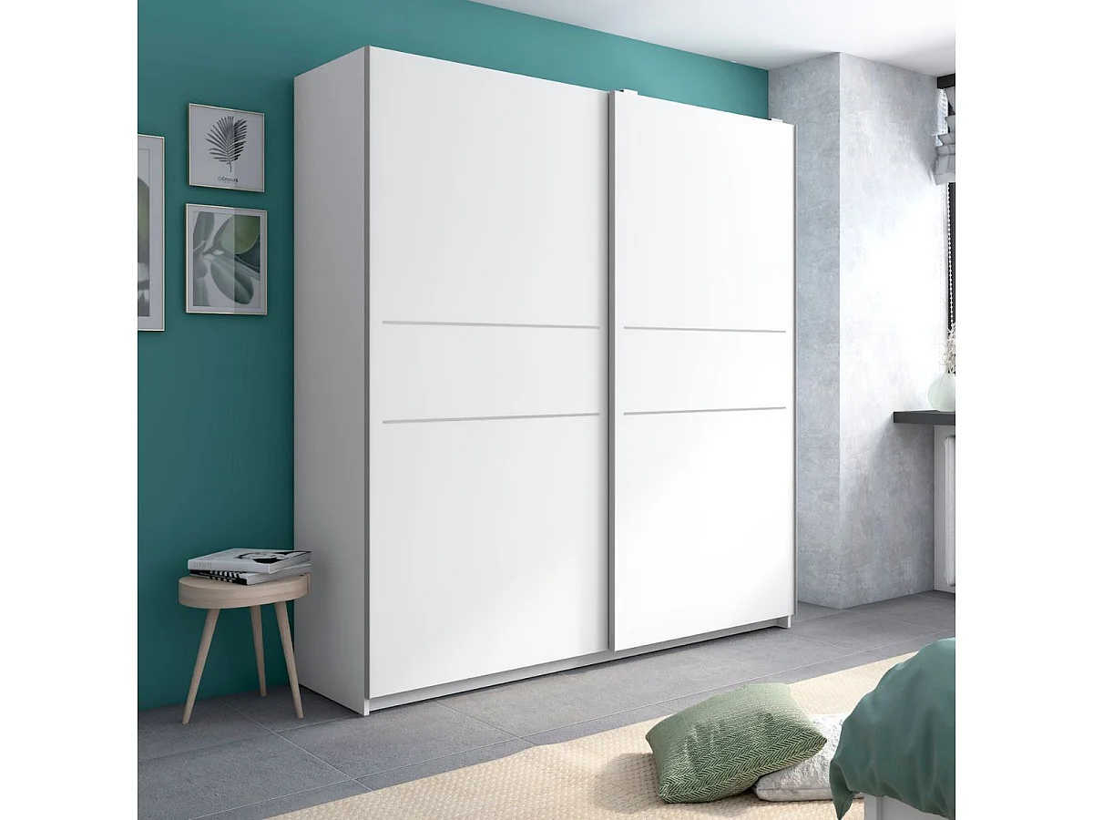 Armario 2 puertas correderas blanco mate 200x182x56 cm