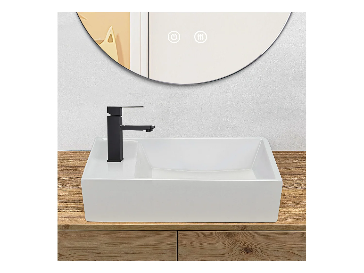 NETTLIFE vasque à poser, Lavabo de salle de bain céramique Blanc - Vasque carrée 40 x 22cm