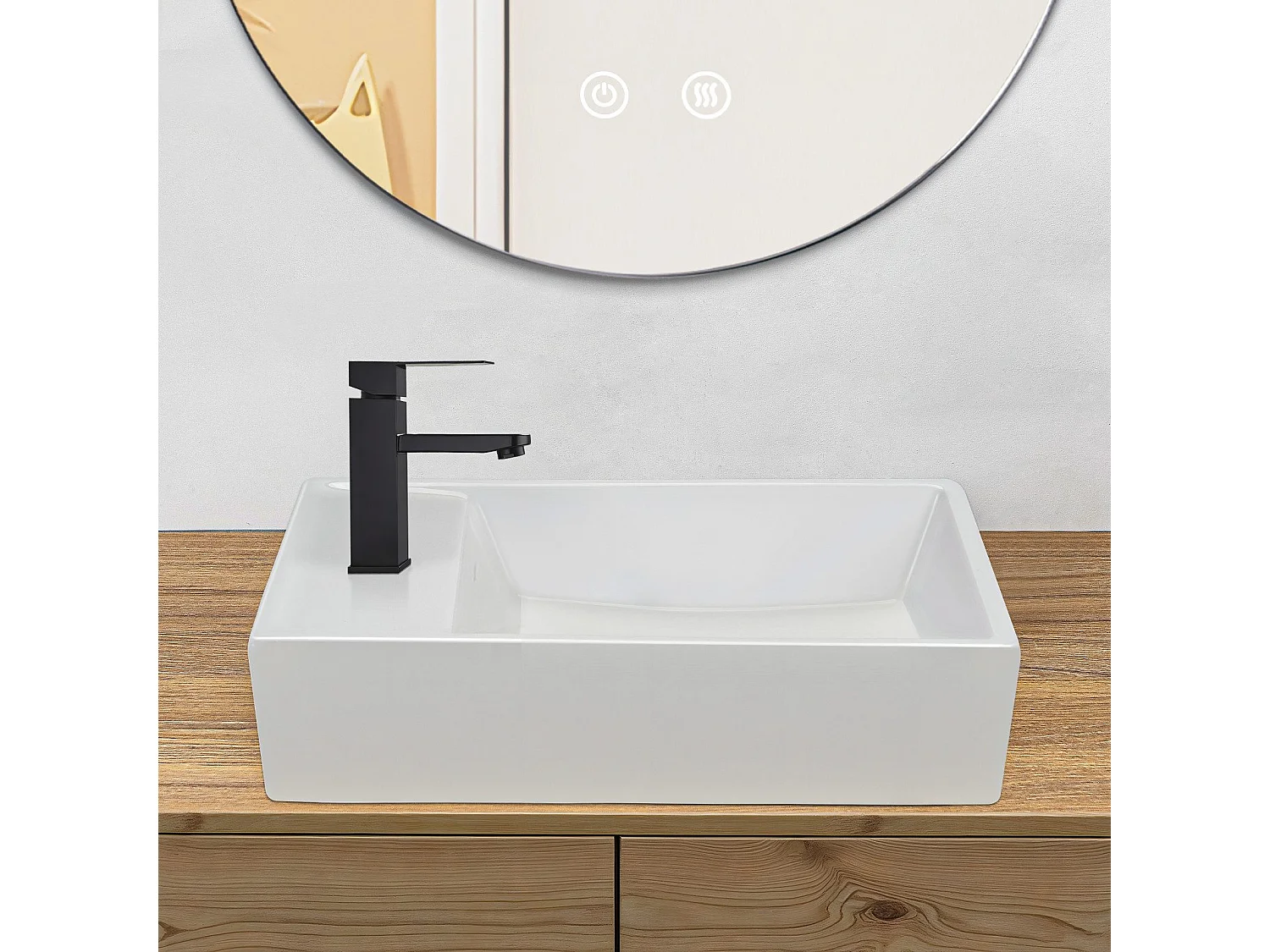 NETTLIFE vasque à poser, Lavabo de salle de bain céramique Blanc - Vasque carrée 40 x 22cm