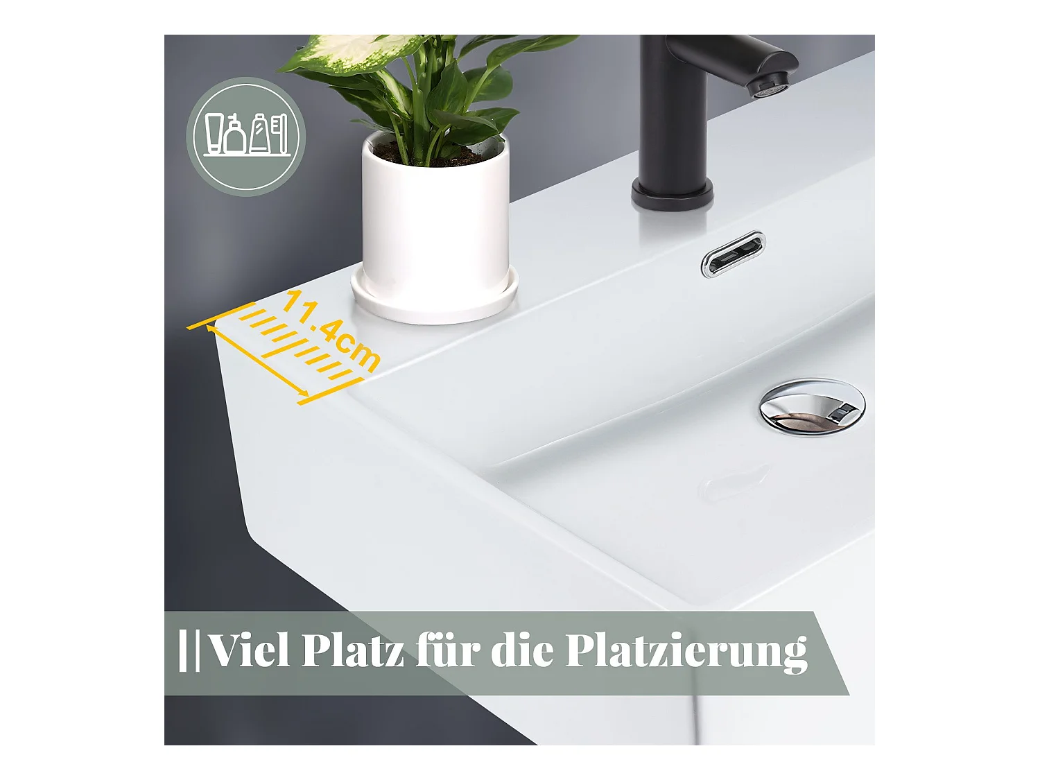 NETTLIFE vasque à poser, Lavabo de salle de bain céramique Blanc - Vasque carrée 60 x 42cm