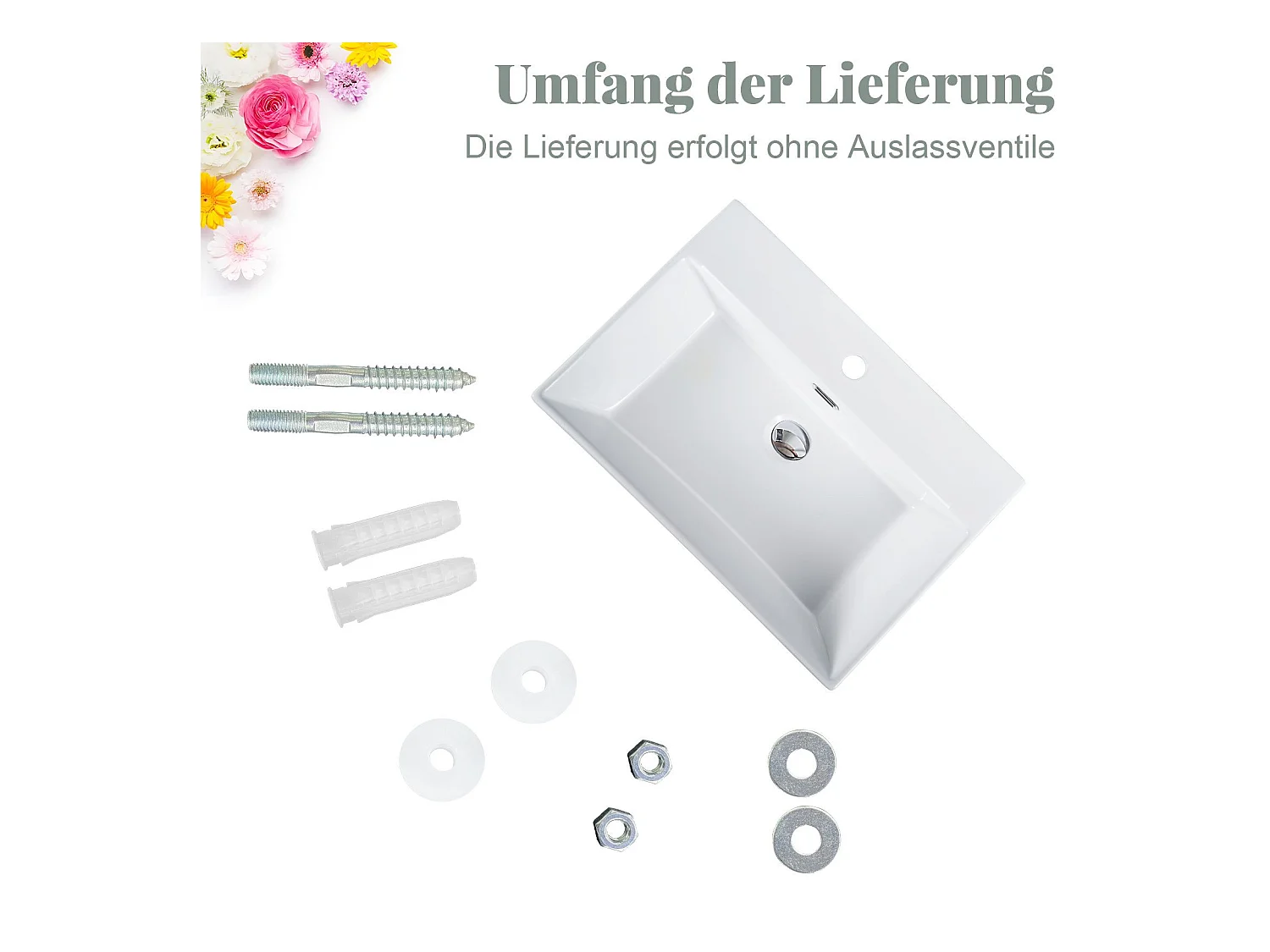 NETTLIFE vasque à poser, Lavabo de salle de bain céramique Blanc - Vasque carrée 60 x 42cm