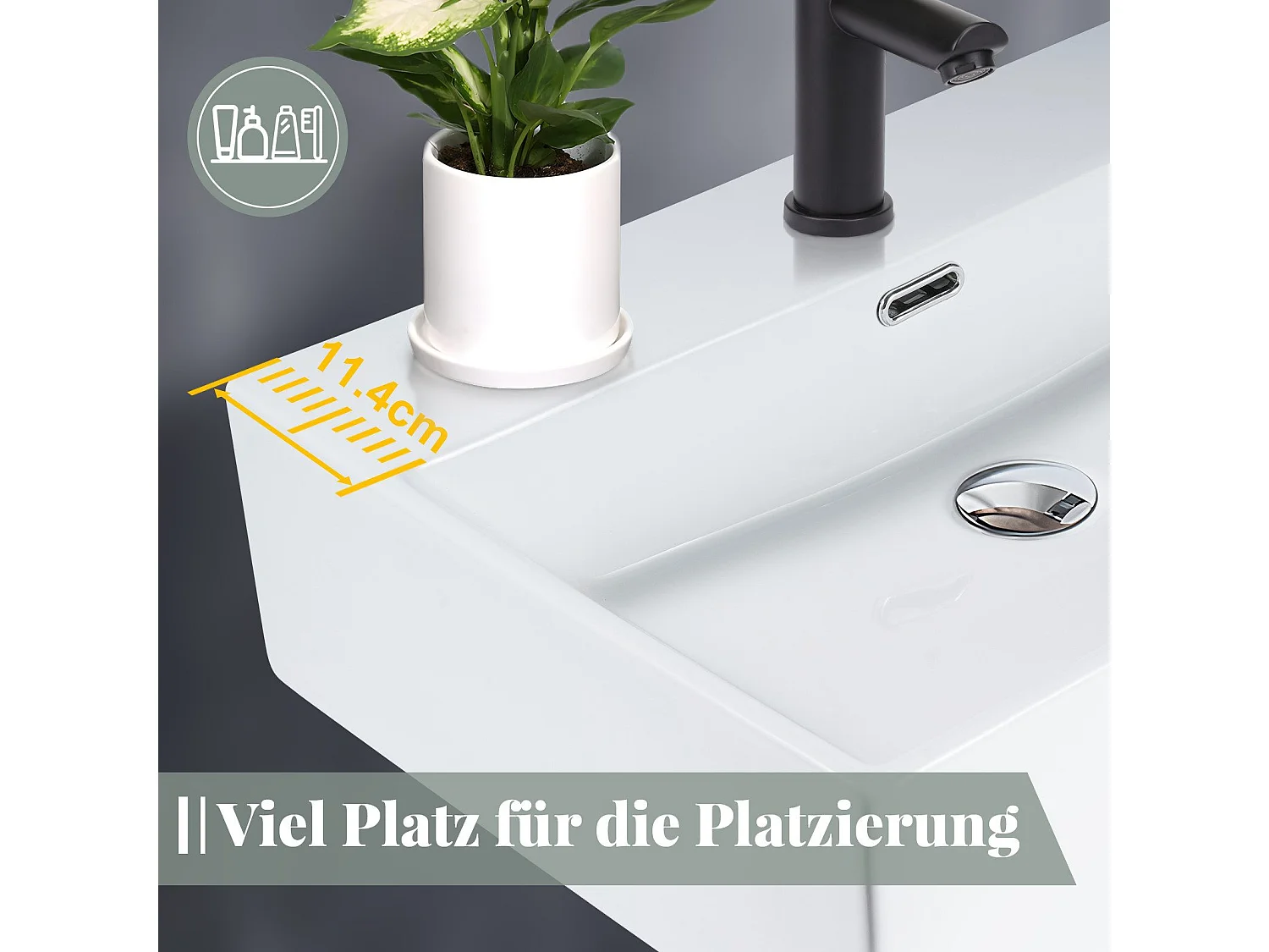 NETTLIFE vasque à poser, Lavabo de salle de bain céramique Blanc - Vasque carrée 60 x 42cm