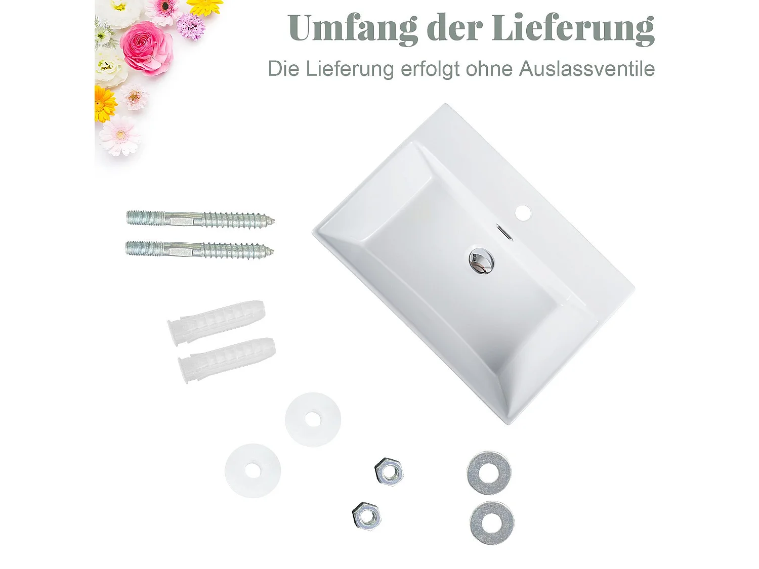 NETTLIFE vasque à poser, Lavabo de salle de bain céramique Blanc - Vasque carrée 60 x 42cm