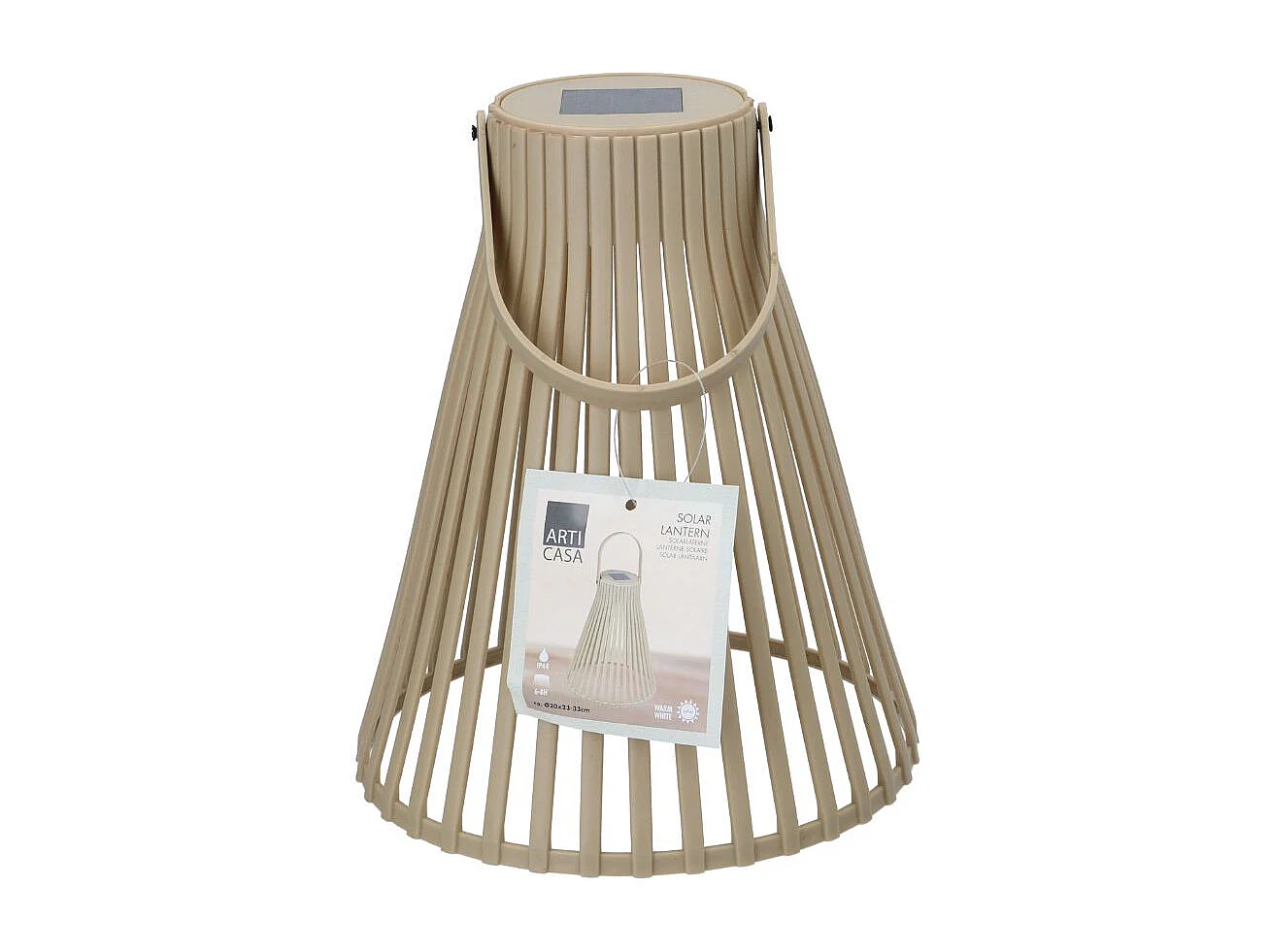 Lámpara solar 8 horas beige Ø20x33 cm