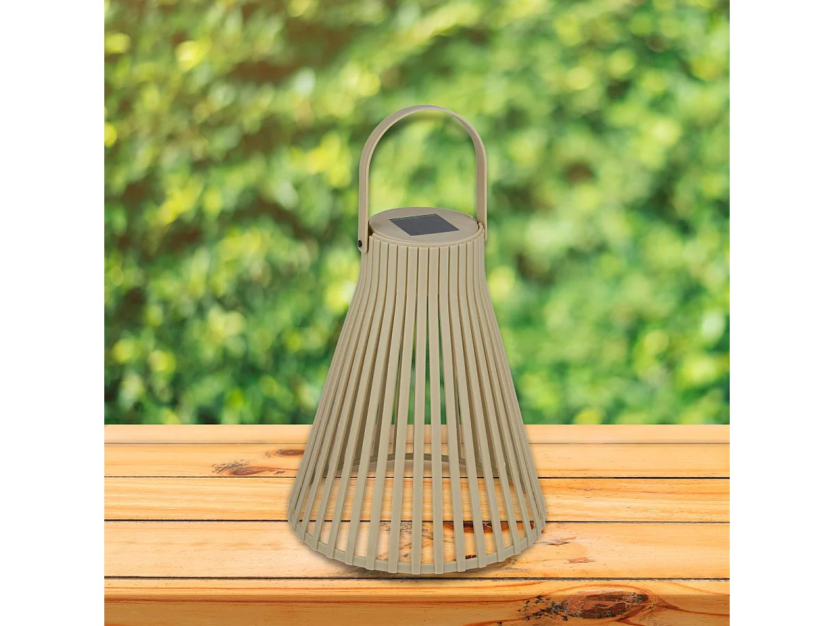 Lámpara solar 8 horas beige Ø20x33 cm