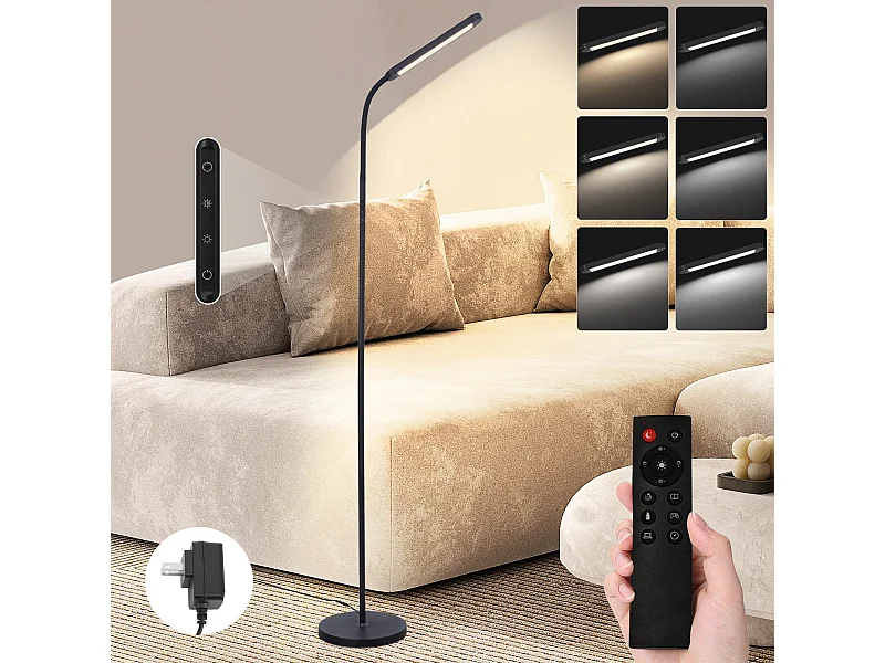 NETTLIFE LED Stehleuchte Wohnzimmer Dimmbar Schwarz Stehlampe 11w 360° Flexibel Sofa