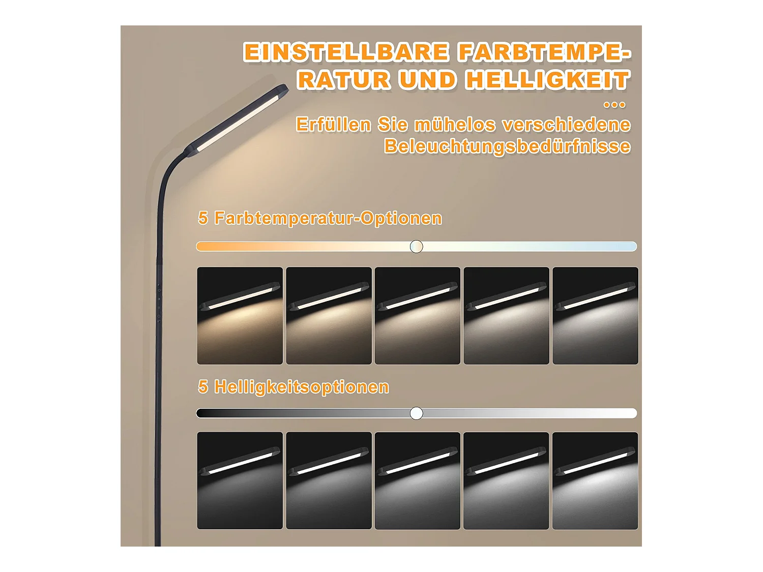 NETTLIFE LED vloerlamp woonkamer dimbaar zwarte vloerlamp 11W 360° flexibele bank